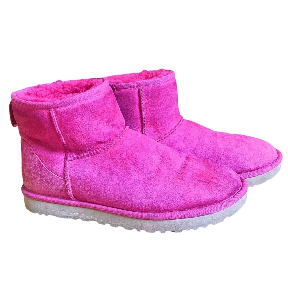 UGG Classic Mini II Rock Rose Pink Suede Sheepskin Boots 10 Barbiecore Y2K Cozy